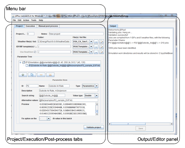 Figure 2: jEPlus v1.2 GUI