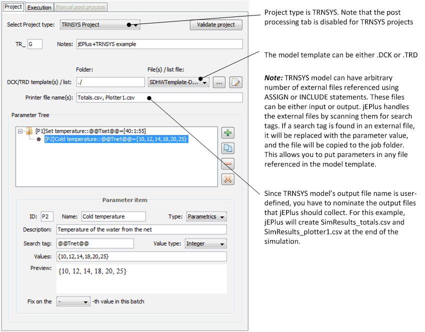 Figure 9: TRNSYS Project tab
