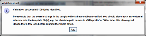 Figure 8: Validation result message box